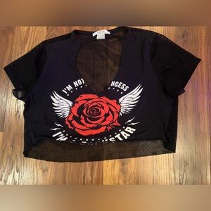 I’m not a princess in a Rockstar crop top mesh back size medium